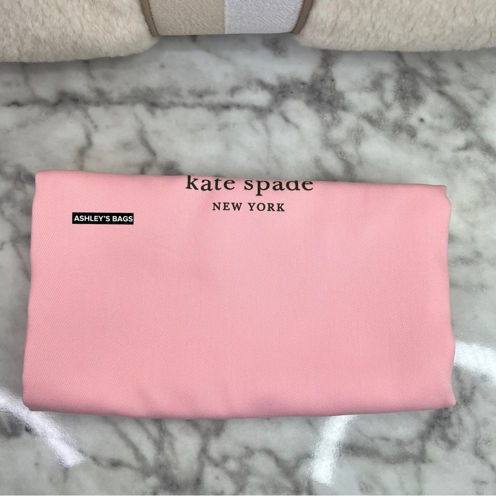 Kate Spade Everything Racing Stripe Faux Shearling Large Tote In Cream Multi - Picture 15 of 16